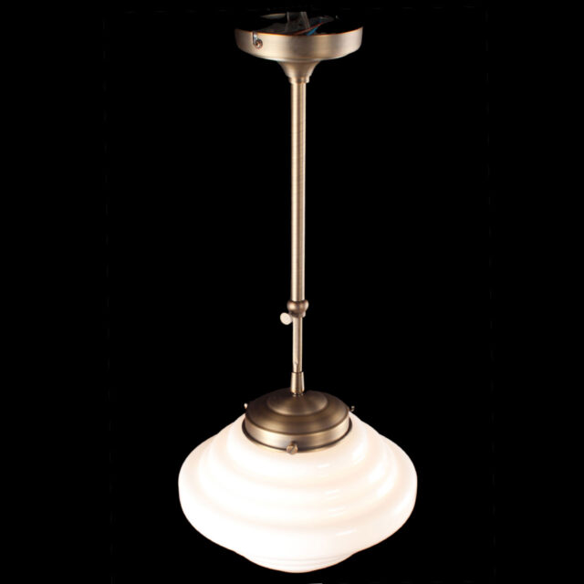 Art Deco hanglamp 'York' brons pendel kort glas 25cm