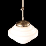 Art Deco hanglamp 'York' brons pendel kort glas 25cm