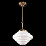 Art Deco hanglamp 'York' brons pendel kort glas 25cm