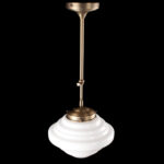 Art Deco hanglamp 'York' brons pendel kort glas 25cm