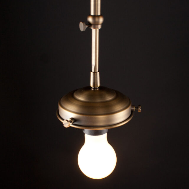 Art Deco hanglamp 'York' brons pendel kort glas 25cm