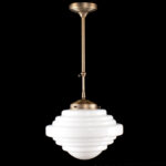 Art Deco hanglamp 'York' brons pendel kort glas 30cm