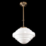 Art Deco hanglamp 'York' brons pendel kort glas 30cm