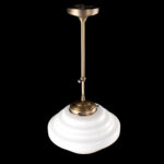 Art Deco hanglamp 'York' brons pendel kort glas 30cm