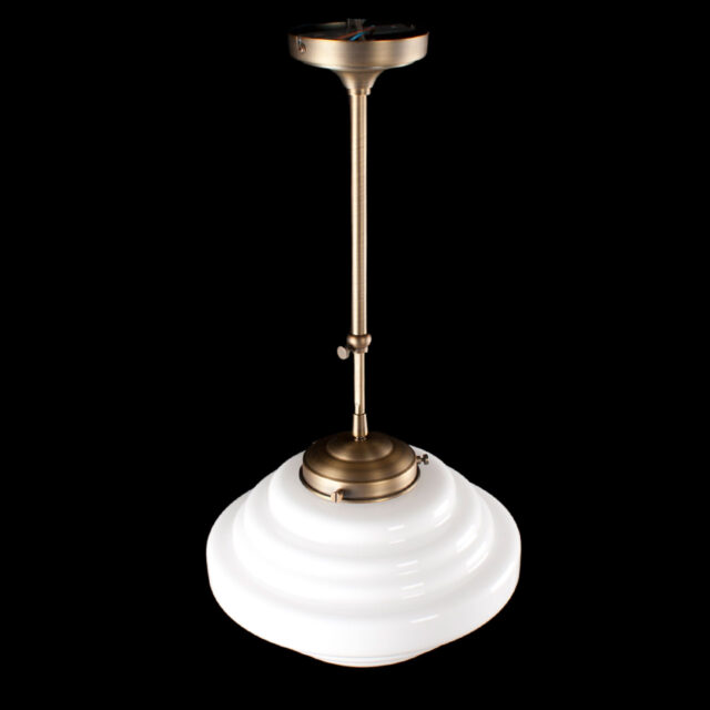 Art Deco hanglamp 'York' brons pendel kort glas 30cm
