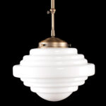 Art Deco hanglamp 'York' brons pendel kort glas 30cm