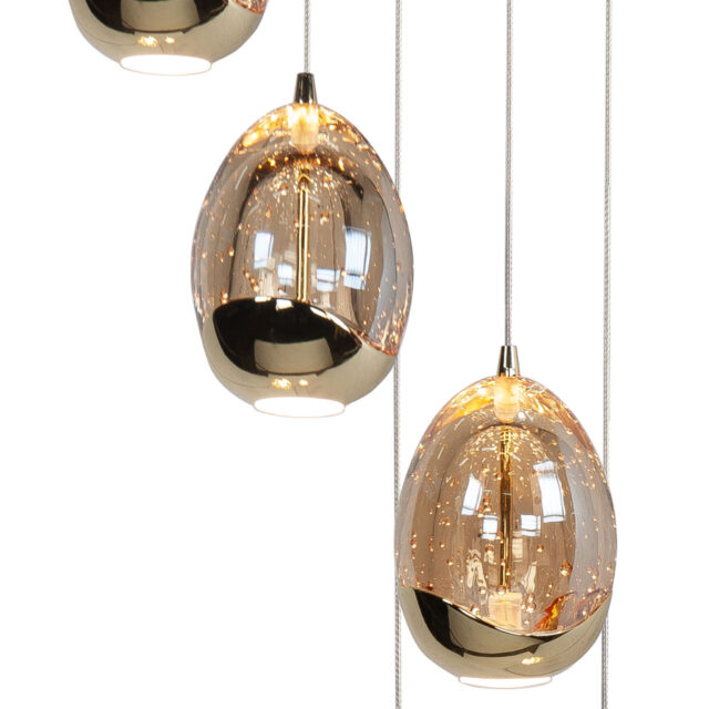 Chique ovale eettafellamp Golden Egg 8-lichts | ovale plaat 100cm