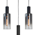 Grote 7 lichts eettafellamp Perugia | glas semi-smoke