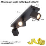 Spot 3 lichts zwart | GU10 | verstelbaar