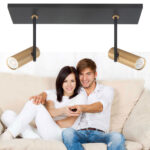 Moderne plafondspot 2 lichts Trend | zwart/goud - Afbeelding 2