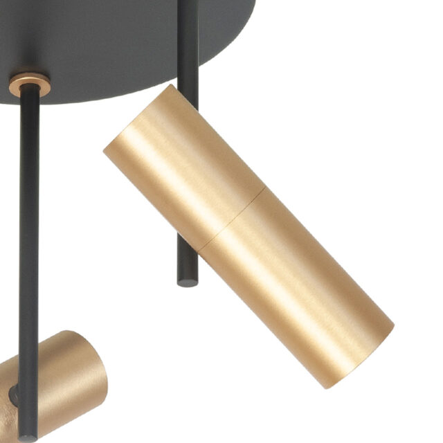 Ronde plafondlamp 3 lichts Trend | verstelbaar | zwart/goud | GU10 - Afbeelding 4