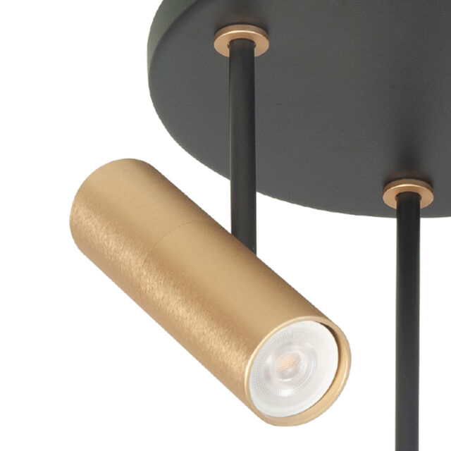 Ronde plafondlamp 3 lichts Trend | verstelbaar | zwart/goud | GU10 - Afbeelding 3