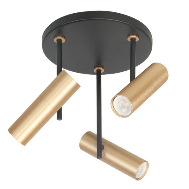 Ronde plafondlamp 3 lichts Trend | verstelbaar | zwart/goud | GU10 - Afbeelding 1