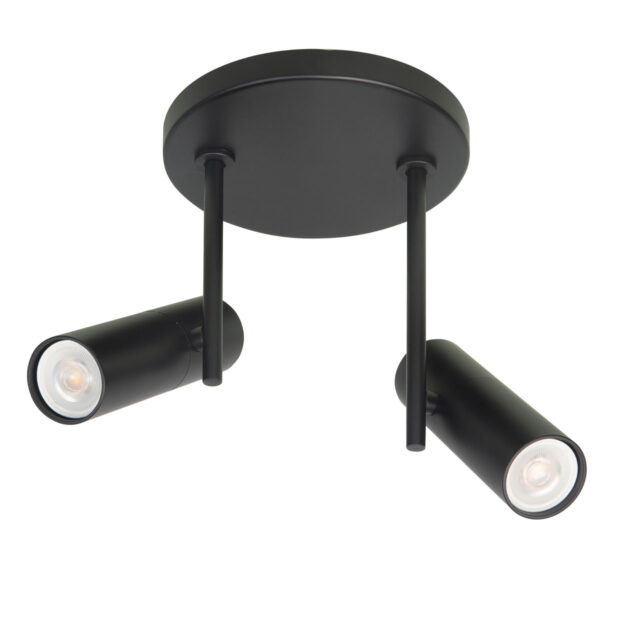 Ronde plafondspot 2 lichts zwart | GU10 | Trend - Afbeelding 1