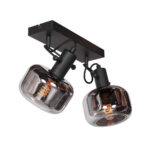 Verstelbare wand/ plafondlamp 2 lichts | glas smoke/grijs - Afbeelding 4
