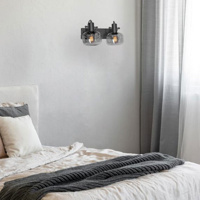 Verstelbare wand/ plafondlamp 2 lichts | glas smoke/grijs - Afbeelding 12