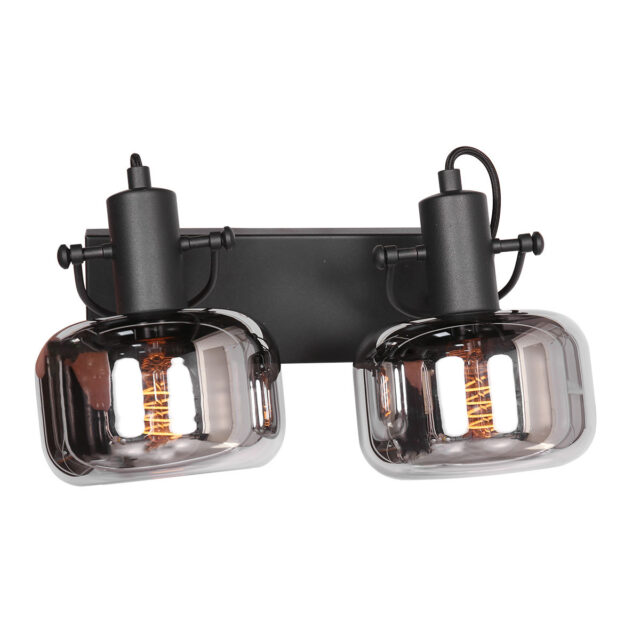 Verstelbare wand/ plafondlamp 2 lichts | glas smoke/grijs - Afbeelding 9