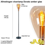 Chique glazen vloerlamp Dorato | 1 lichts | amber glas - Afbeelding 3