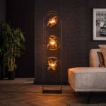 Landelijke staande lamp Cosmos mesh | 3 lichts | 36x22x160 cm | Artic zwart