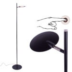 Zwarte staande leeslamp Piana | 3 standen dimmer - Afbeelding 4