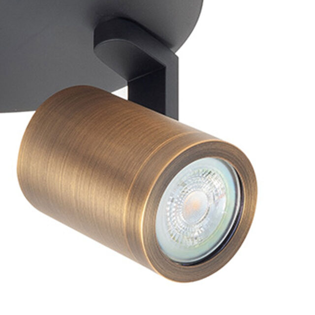 Moderne ronde plafondspot | GU10 |  halospot 2 lichts zwart | brons - Afbeelding 6