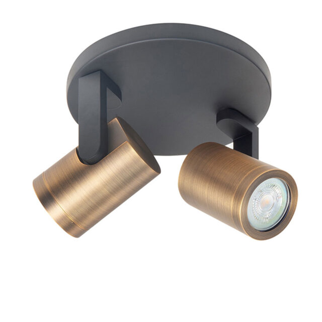 Moderne ronde plafondspot | GU10 |  halospot 2 lichts zwart | brons - Afbeelding 1