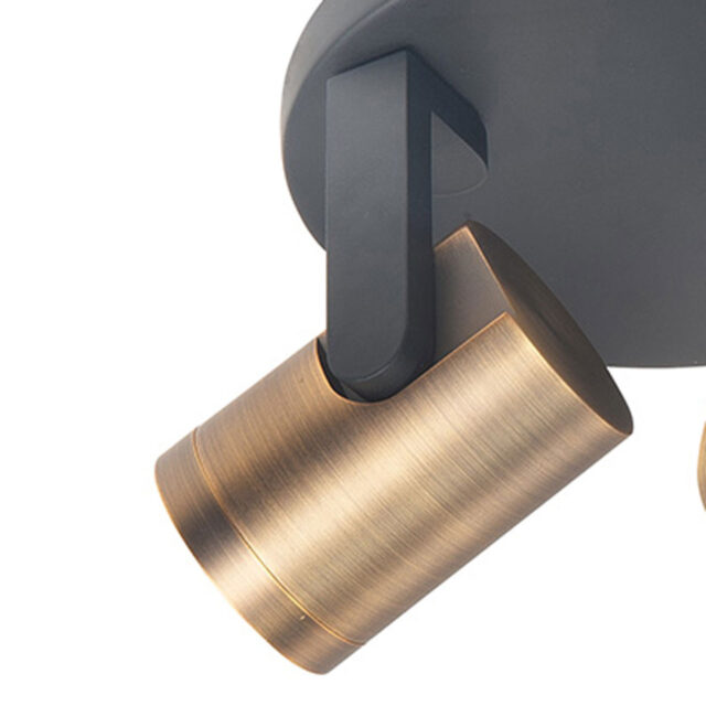 Moderne ronde plafondspot | GU10 |  halospot 2 lichts zwart | brons - Afbeelding 5