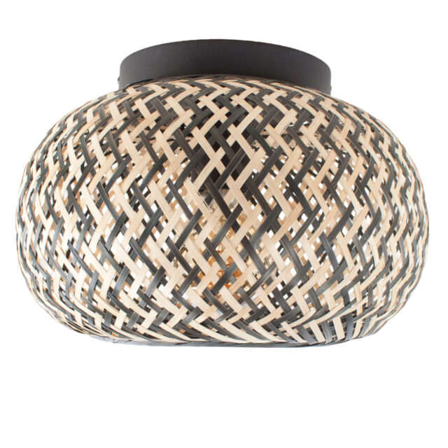Rotan plafondlamp 1 lichts Naturel/Zwart Ø 30cm - Afbeelding 11