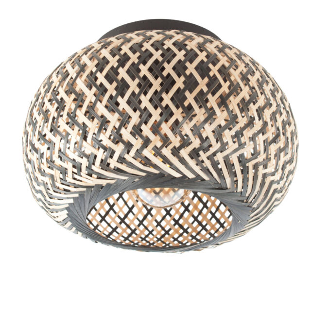 Rotan plafondlamp 1 lichts Naturel/Zwart Ø 30cm - Afbeelding 14