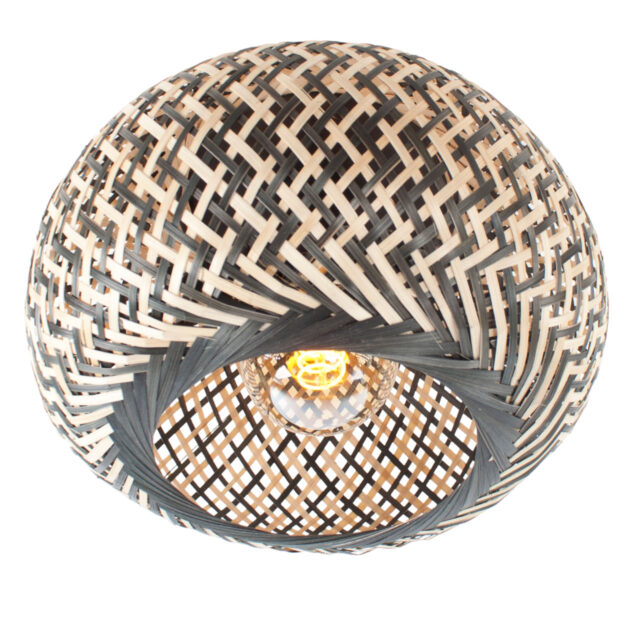 Rotan plafondlamp 1 lichts Naturel/Zwart Ø 30cm - Afbeelding 6