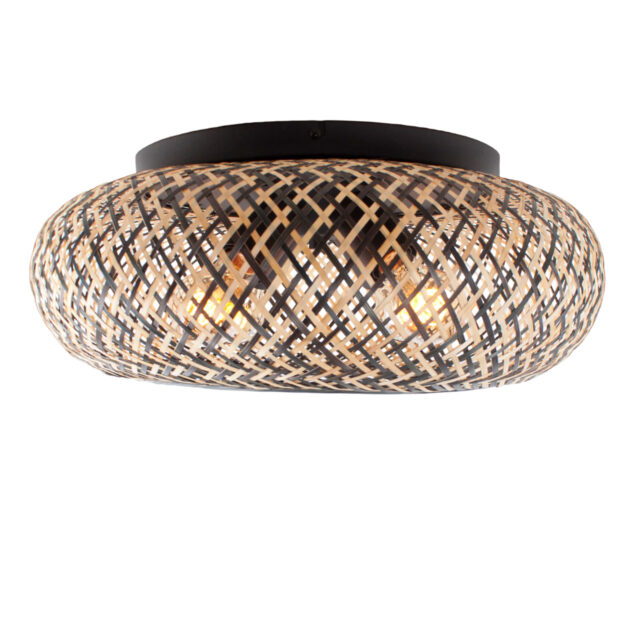 Rotan plafondlamp 4 lichts Naturel/Zwart Ø 50 cm - Afbeelding 8