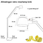 Verstelbare retro staande lamp | wit | E27 - Afbeelding 3