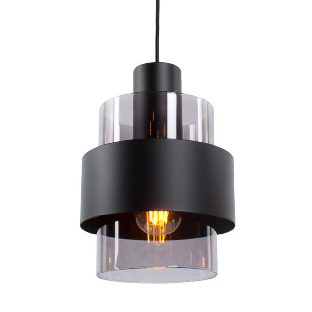 Moderne zwarte wandlamp Chiasso met smoke / grijs glas - Afbeelding 6