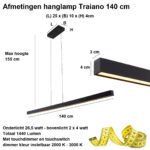 Zwarte Hanglamp Verstelbaar 140 Cm Traiano Dimmer Lichtkleur 2000k 3000k
