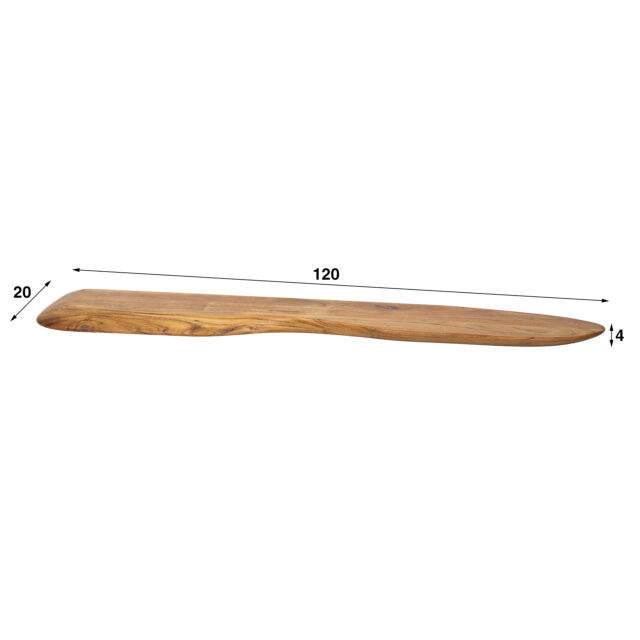 Wandplank Organic 120 cm – zwevende wandplank van acaciahout met organische vormen - Afbeelding 4