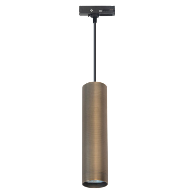Hangende cilinderspot brons/zwart voor spanningsrail - Afbeelding 1