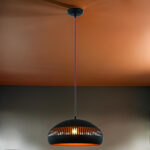 Hanglamp Duomo 1-lichts | Ø 50 cm | Zwart design met goudkleurige binnenkant | Opengewerkte kap - Afbeelding 2
