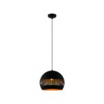 Hanglamp Globo 1-lichts | Ø 30 cm | Zwart design met goudkleurige binnenkant | Opengewerkte kap