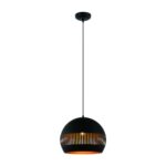 Hanglamp Globo 1-lichts | Ø 40 cm | Zwart design met goudkleurige binnenkant | Opengewerkte kap