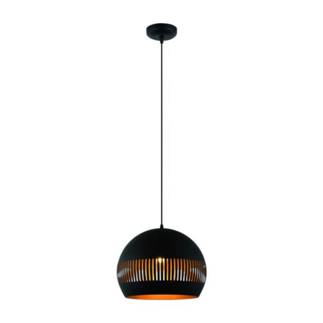 Hanglamp Globo 1-lichts | Ø 40 cm | Zwart design met goudkleurige binnenkant | Opengewerkte kap - Afbeelding 1