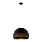 Hanglamp Globo 1-lichts | Ø 50 cm | Zwart design met goudkleurige binnenkant | Opengewerkte kap