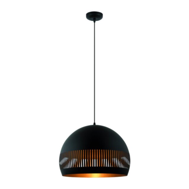 Hanglamp Globo 1-lichts | Ø 50 cm | Zwart design met goudkleurige binnenkant | Opengewerkte kap - Afbeelding 1