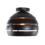 Plafondlamp Djarin | Ø 28 cm | Zwart design met goudkleurige binnenkant | Opengewerkte kap - Afbeelding 4