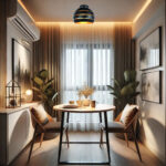 Plafondlamp Djarin | Ø 28 cm | Zwart design met goudkleurige binnenkant | Opengewerkte kap - Afbeelding 3