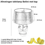 Prachtige grote Bellini tafellamp met gouden basis en glazen voet - Afbeelding 3