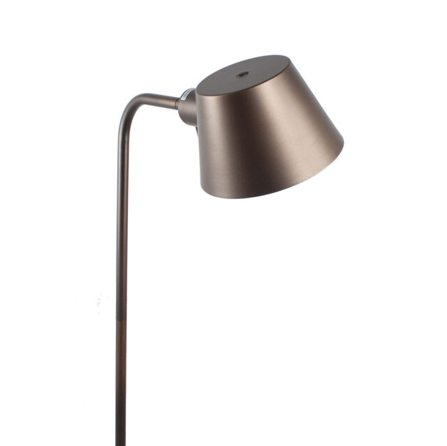 Scandinavische minimalistische brons / bruine leeslamp met grote E27 fitting - Afbeelding 5