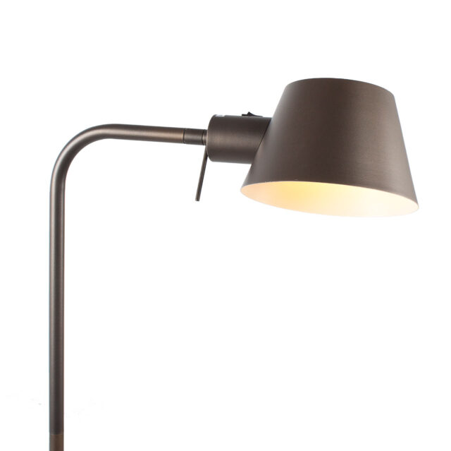 Scandinavische minimalistische brons / bruine leeslamp met grote E27 fitting - Afbeelding 8