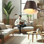 Scandinavische minimalistische brons / bruine leeslamp met grote E27 fitting - Afbeelding 2
