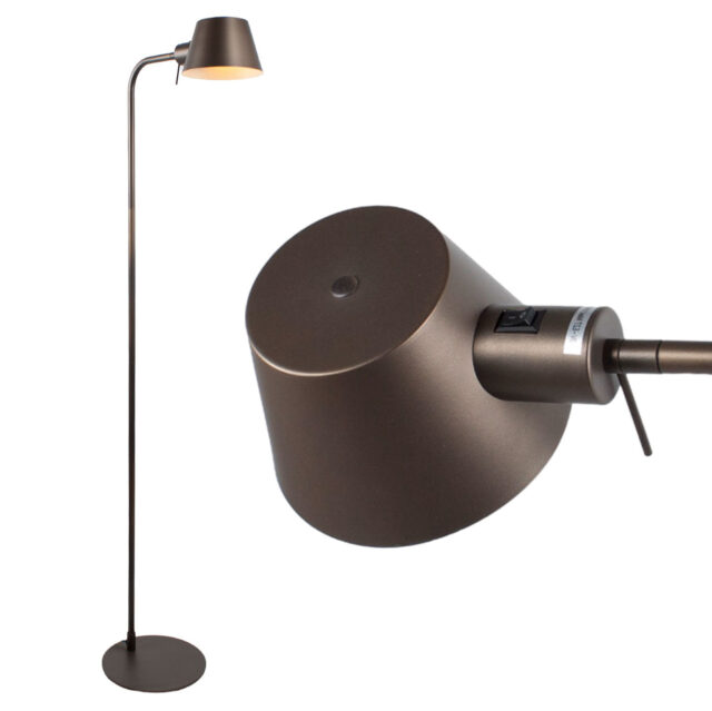 Scandinavische minimalistische brons / bruine leeslamp met grote E27 fitting - Afbeelding 17