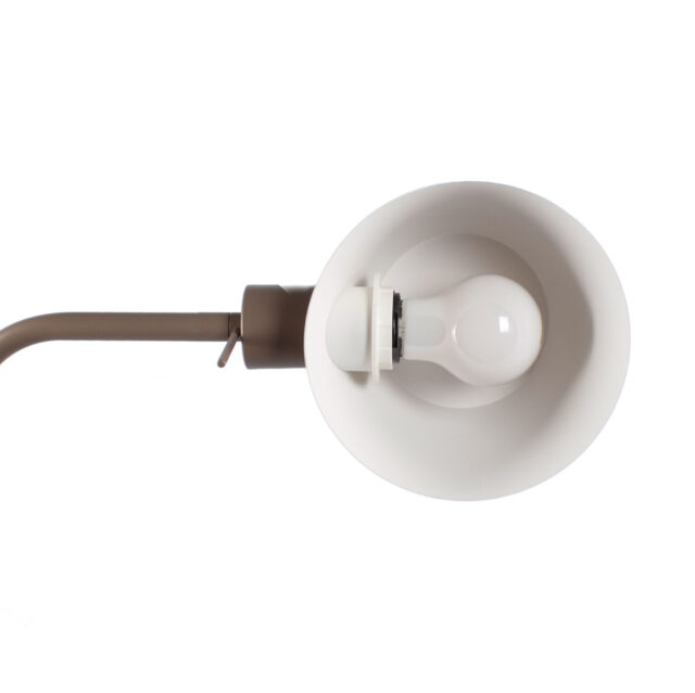Scandinavische minimalistische taupe / bruine leeslamp met grote E27 fitting - Afbeelding 14